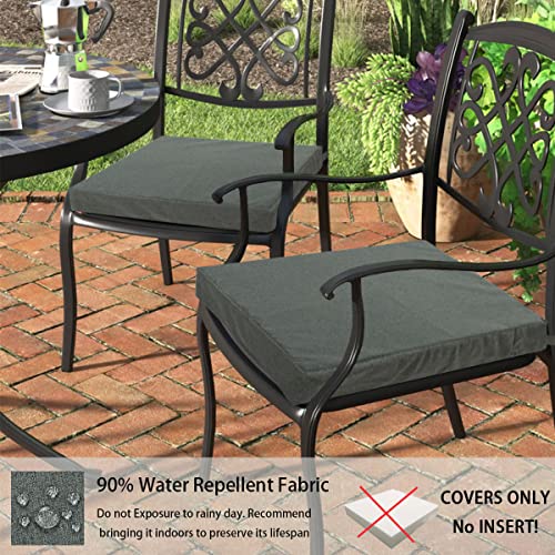 FUNHOME Outdoor Cushion Covers 20 x 18 x 4 inch,Set of 2,Replacement Seat Cushion Cover for Patio Furniture Chair,Water Resistant,Fade-Resistant Slipcover Only,No Insert(Dark Gray) - Image 5
