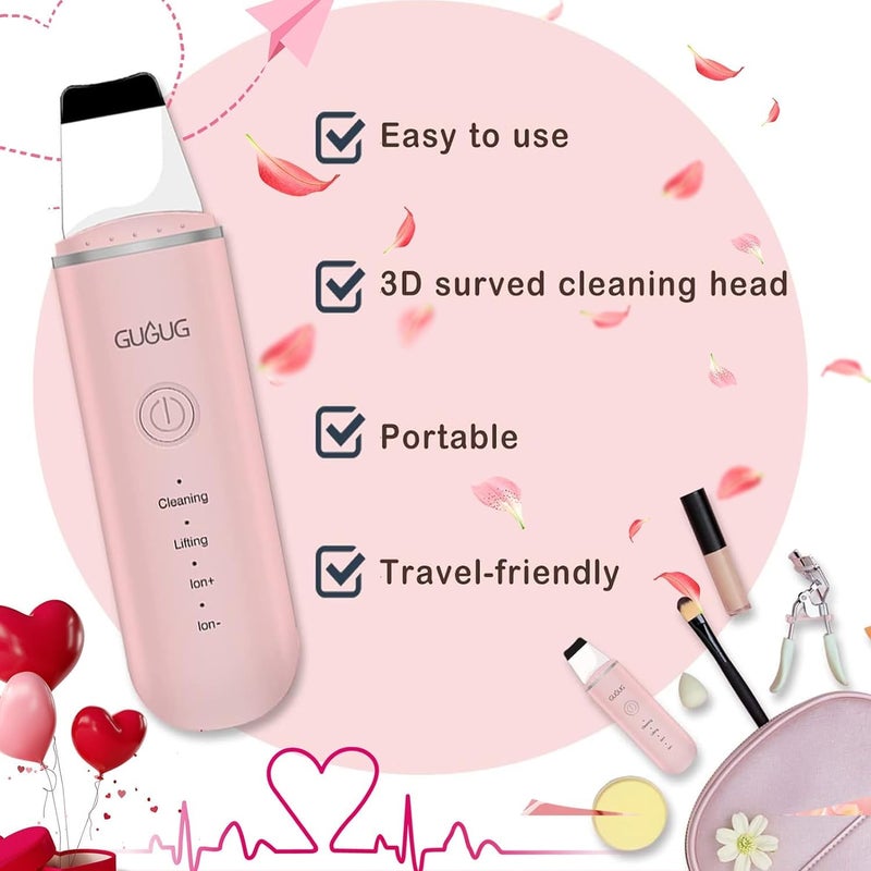 GUGUG Skin Scrubber Face Spatula Skin Spatula Pore Cleaner Blackhead Remover Tools for Facial Deep Cleansing-4 Modes, Pink - Image 5