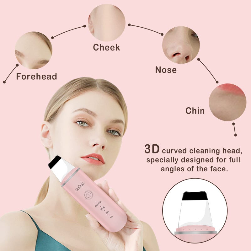 GUGUG Skin Scrubber Face Spatula Skin Spatula Pore Cleaner Blackhead Remover Tools for Facial Deep Cleansing-4 Modes, Pink - Image 3