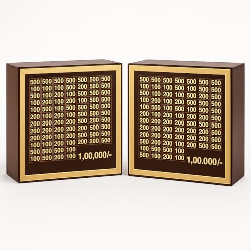 Bonsenkitchen Money Saving Box for Kids and Adults | Wooden Money Bank with Lock | 1 Lakh Saving Box with Numbers | Undiyal Hundi Pig Bank (reguler Pack of 2) - Image 1