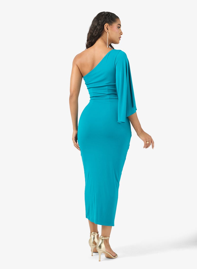 رينيه فستان ميدي بكتف واحد من الجيرسي السائل - Image 2