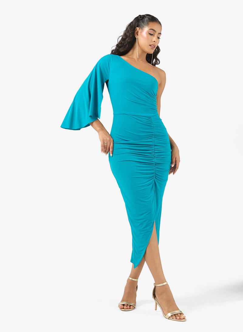 رينيه فستان ميدي بكتف واحد من الجيرسي السائل - Image 1