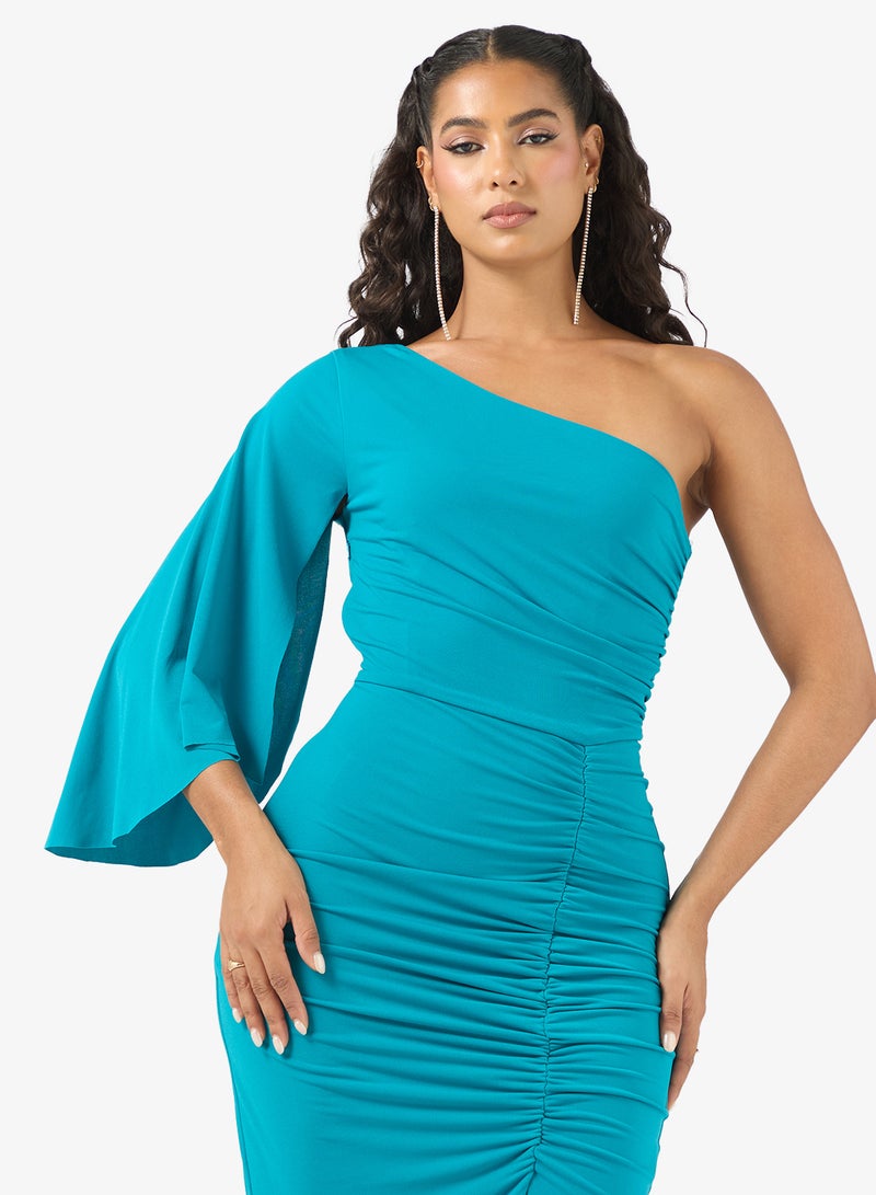 رينيه فستان ميدي بكتف واحد من الجيرسي السائل - Image 3