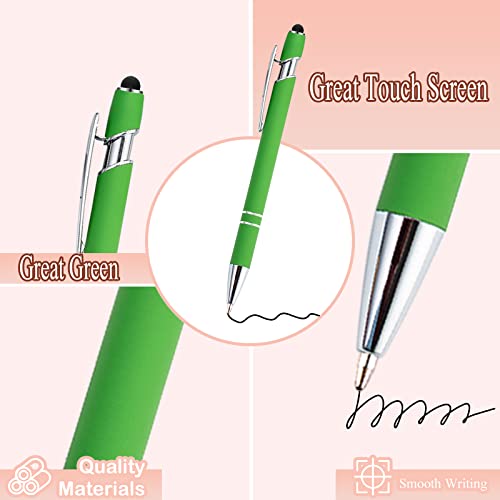 PASISIBICK 12 Pieces Green Ballpoint Pen with Stylus Tip, 2 in 1 Stylus Stylish Pen, Metal Stylus Pen for Touch Screens, Black Ink, 1.0 mm Medium Point.(12 PCS Green) - Image 2