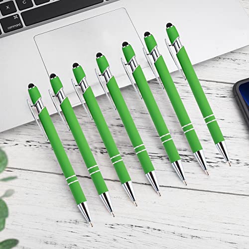 PASISIBICK 12 Pieces Green Ballpoint Pen with Stylus Tip, 2 in 1 Stylus Stylish Pen, Metal Stylus Pen for Touch Screens, Black Ink, 1.0 mm Medium Point.(12 PCS Green) - Image 3