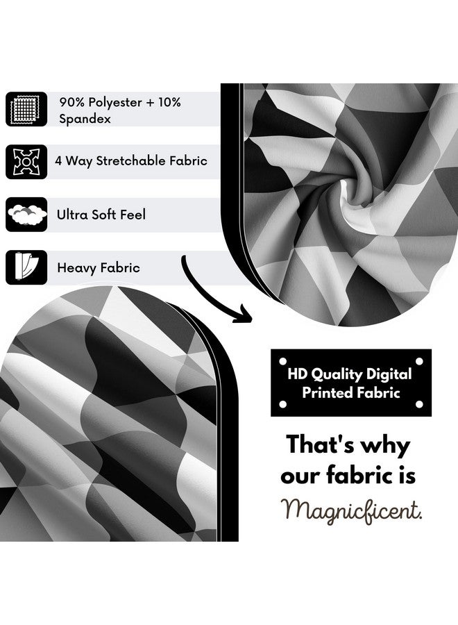 BRIDA® Stretchable Floral Printed Dining Chair Covers Set of 4 Seater Elastic Chair Seat Case Protector, Slipcover Set of 4 (Black White Triangle), Polyester;Polyester Blend - Image 4