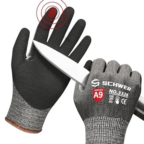 Schwer ProGuard Highest Level Cut Resistant Work Gloves PR3326 for Extreme Protection，ANSI A9 Cut Gloves with Reinforced Thumb, Non Slip, Breathable, Durable, Touch-screen, Non PFAS, Black 1 Pair（S） - Image 1