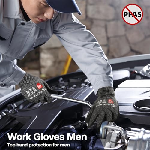 Schwer ProGuard Highest Level Cut Resistant Work Gloves PR3326 for Extreme Protection，ANSI A9 Cut Gloves with Reinforced Thumb, Non Slip, Breathable, Durable, Touch-screen, Non PFAS, Black 1 Pair（S） - Image 4