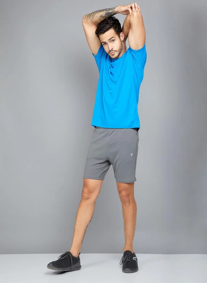 Technosport Grey Solid Shorts with Side Pocket