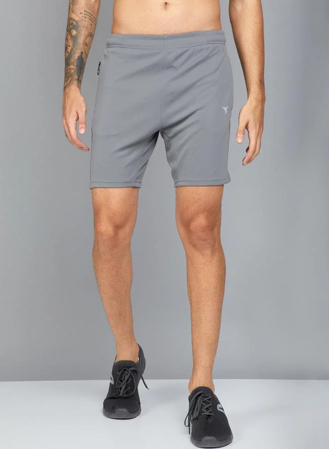 Technosport Grey Solid Shorts with Side Pocket