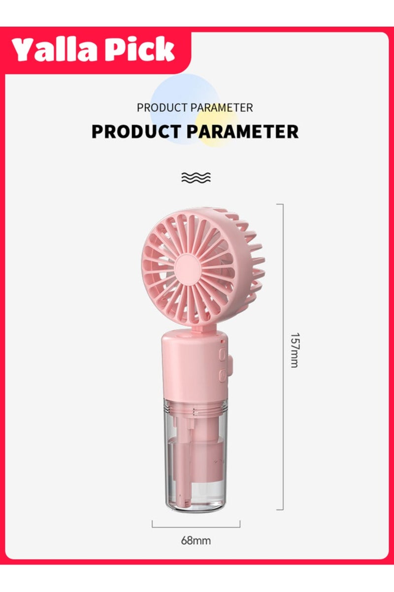 Yalla Pick Portable Handheld Fan, Rechargeable Misting Hand Fan, Multi-purpose for  Mini Mister Fan, 4 Speeds and 20ml Spray and 90° Foldable USB Personal Water Fan for Travel Office Outdoor  - Image 2