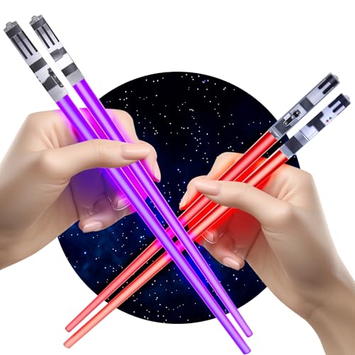 ChopSabers Chop Sabers Light Up LightSaber Chopsticks Set, 2 Pairs, Red & Purple - Image 1