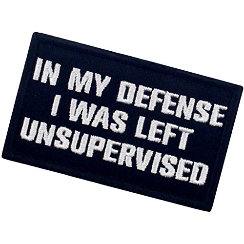 Rocking Planet Tactical in My Defense I was Left Unsupervised Patch Embroidered Funny Morale Applique Fastener Hook & Loop Emblem, White & Black - Image 3