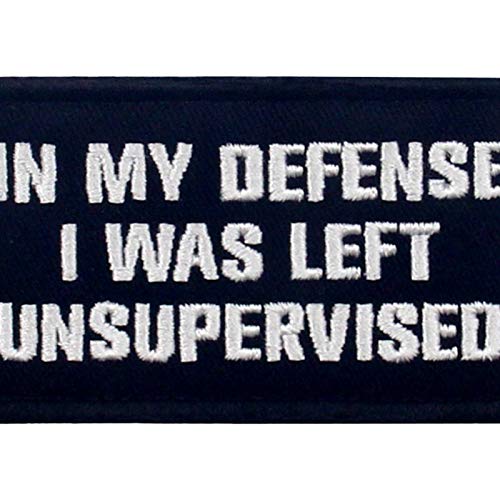 Rocking Planet Tactical in My Defense I was Left Unsupervised Patch Embroidered Funny Morale Applique Fastener Hook & Loop Emblem, White & Black - Image 2