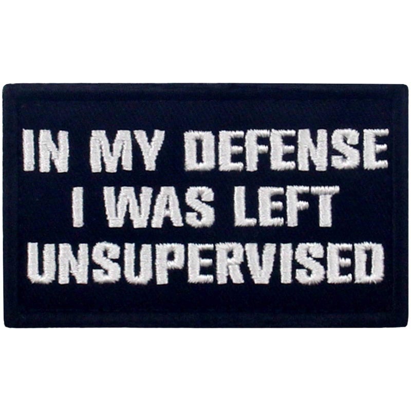 Rocking Planet Tactical in My Defense I was Left Unsupervised Patch Embroidered Funny Morale Applique Fastener Hook & Loop Emblem, White & Black - Image 5