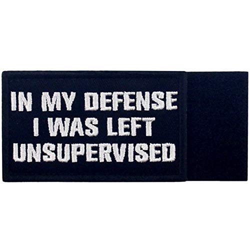 Rocking Planet Tactical in My Defense I was Left Unsupervised Patch Embroidered Funny Morale Applique Fastener Hook & Loop Emblem, White & Black - Image 4