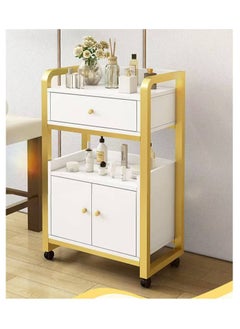 Bar Carts for The Home Modern Small Cart with Wheels Made of MDF+Steel, Bar Cart with Wheels White+Gold for Salons, Studios (43x33x84cm) - pzsku/Z13F4E52184AFE677B408Z/45/_/1736837777/a26f9f47-dfe0-4a71-8498-f27143e1ccd2