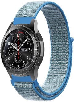Bikson Comfort Canvas Woven Nylon Sport Watchwrist Band and for Samsung Galaxy Watch 46mm / Gear S3 Frontier/Huawei Watch GT2 / Magic Honor 2 / Fossil / 22mm Watches - Sea Light Blue 
