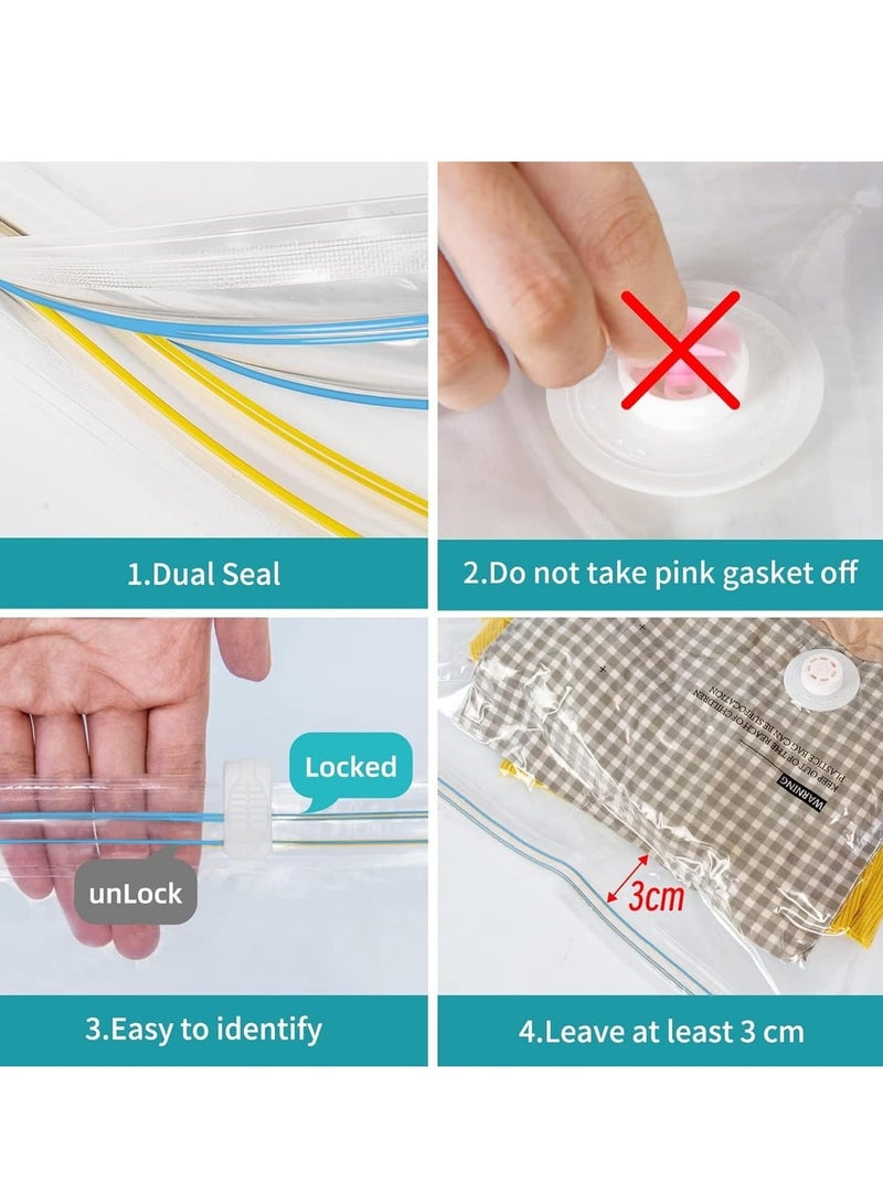 ليفي أكياس تخزين مفرغة من الهواء للملابس والبطانيات وأغطية الأسرة - أكياس تفريغ هواء موفرة للمساحة مزودة بمضخة يدوية | أكياس تخزين مضغوطة قابلة لإعادة الاستخدام (عبوة من 6 أكياس - 2 كبير، 2 لتر، 2 شهر) - Image 4