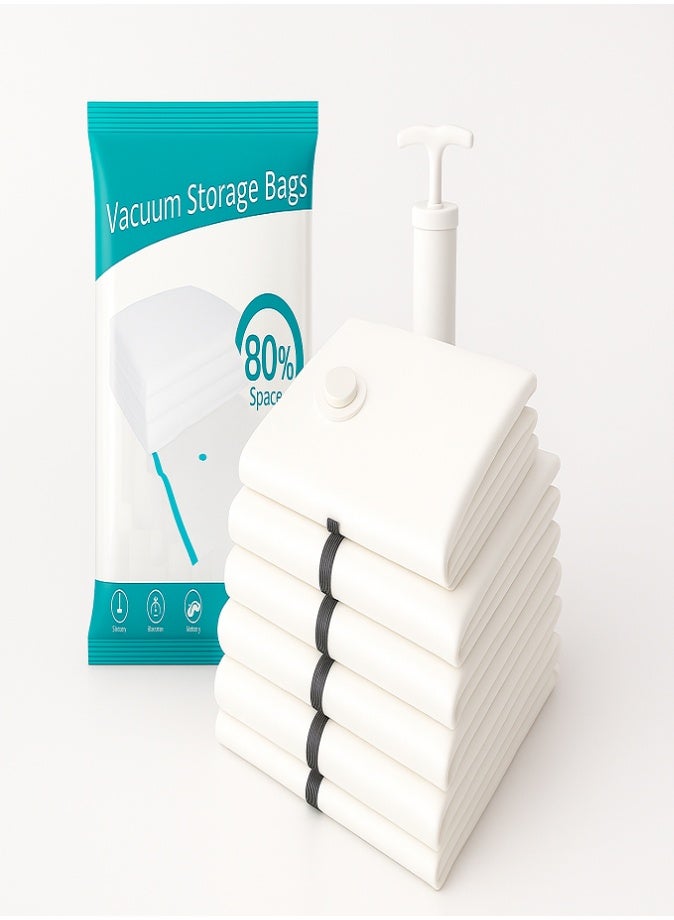 ليفي أكياس تخزين مفرغة من الهواء للملابس والبطانيات وأغطية الأسرة - أكياس تفريغ هواء موفرة للمساحة مزودة بمضخة يدوية | أكياس تخزين مضغوطة قابلة لإعادة الاستخدام (عبوة من 6 أكياس - 2 كبير، 2 لتر، 2 شهر) - Image 1