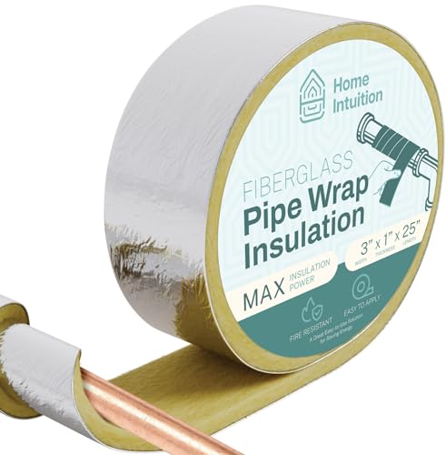 Home Intuition 25 Foot Foiled Back Fiberglass Pipe Insulation Wrap 3 Wide x 1 Thick