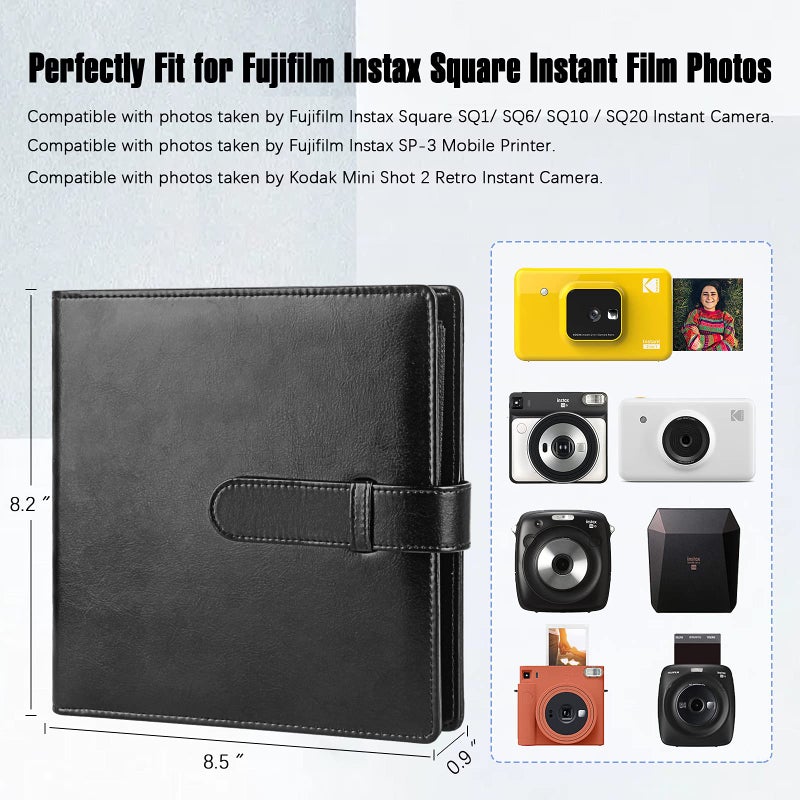 Veicevol 288 Pockets Photo Album for Fujifilm Instax Square SQ1 SQ6 SQ10 SQ20 Instant Camera, Flm Instax SP-3 Mobile Printer, Extra Large Picture Albums for Fujifilm Instax Square Instant Film (Black) - Image 2
