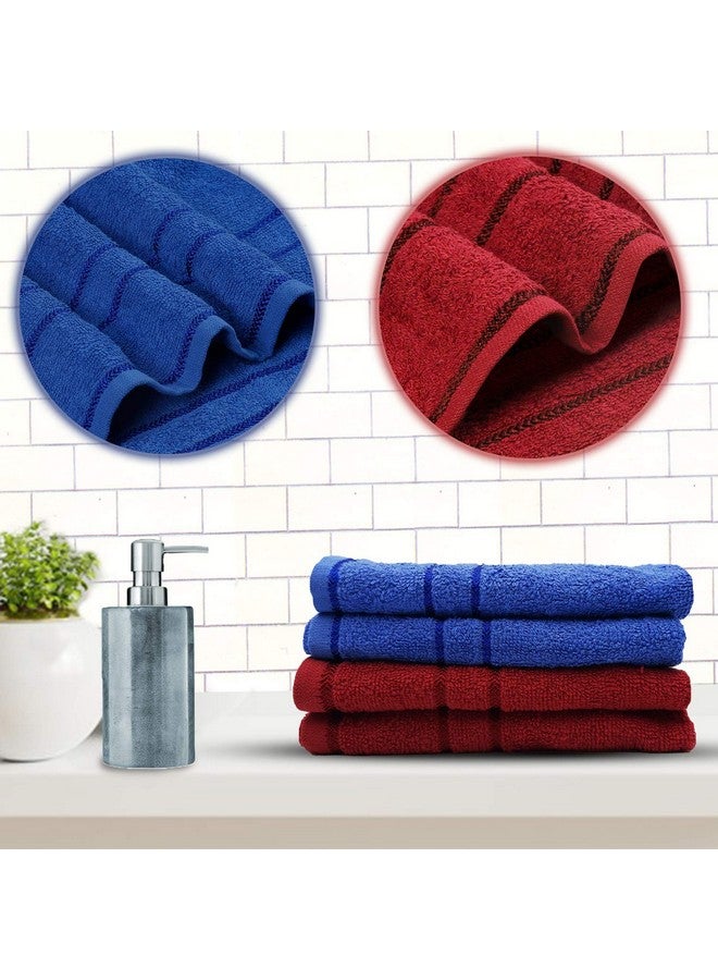 Sassoon Melrose 100% Cotton 4 Piece Hand Towel Set, 380 GSM, Blue&Burgundy (40cmX60cm) - Highly Absorbent, Soft Material, Perfect for Daily Use - Image 1