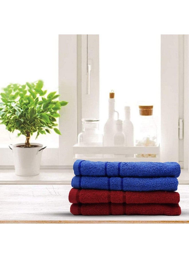 Sassoon Melrose 100% Cotton 4 Piece Hand Towel Set, 380 GSM, Blue&Burgundy (40cmX60cm) - Highly Absorbent, Soft Material, Perfect for Daily Use - Image 2