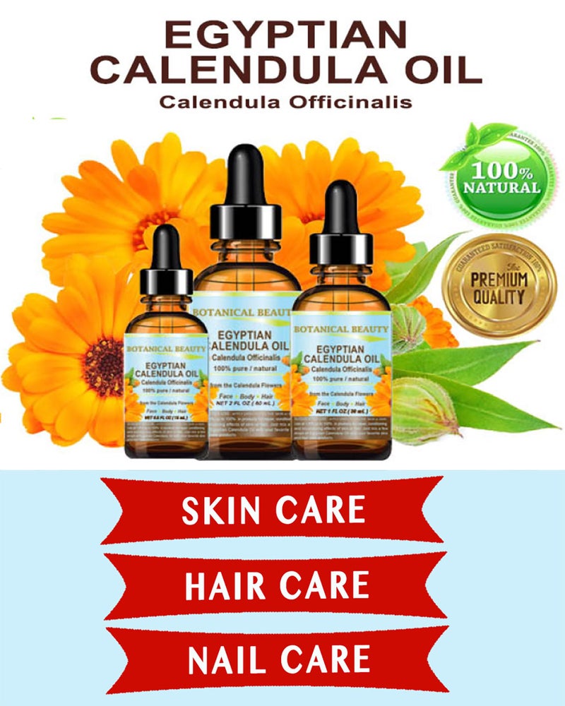 Botanical Beauty CALENDULA OIL Egyptian Calendula Officinalis Marigold Oil Pure Natural for FACE, SKIN, BODY, HAIR, NAILS 1Fl.oz.- 30 ml Skin Moisturizer Oil - Image 2