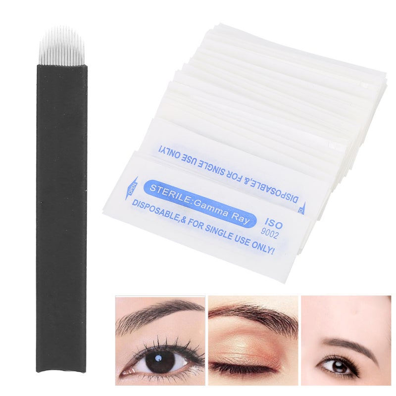 Eyebrow Microblading Needles 0.18mm High Precision Steel Strong Needle Wire - Stable Long-Lasting Color Retention Tattooing Blades for Tattoo Learners Beginners Artists - Image 1