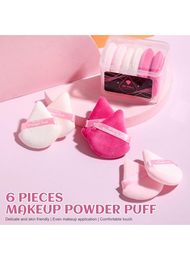 BS مول إسفنجة مكياج الوجه من Bs-Mall Triangle Powder Puff من Bs-Mall، إسفنجة بودرة ناعمة على شكل مثلث لبودرة الجسم السائبة، عبوة من 7 قطع (وردي)  - Image 4