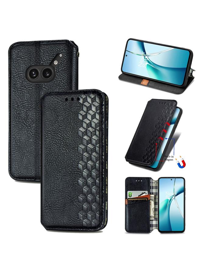 Case For Nothing Phone 2a Plus Cubic Grid Pressed Magnetic Leather Phone Case