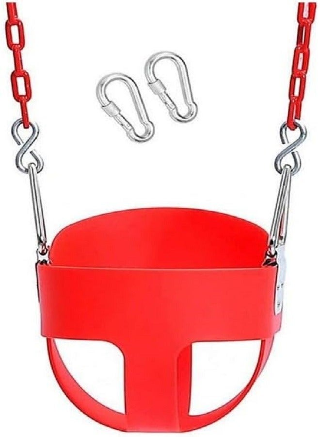 فنز  أرجوحة حائط حديدية خارجية مع مقعد متأرجح وسلاسل باللون الأحمر - Image 3