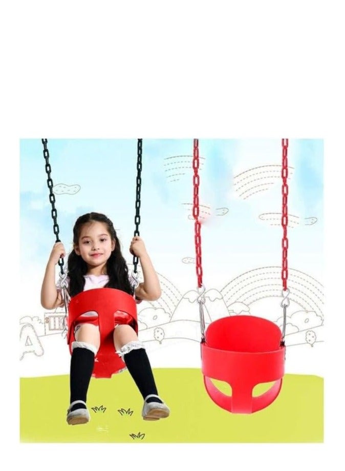 فنز  أرجوحة حائط حديدية خارجية مع مقعد متأرجح وسلاسل باللون الأحمر - Image 2