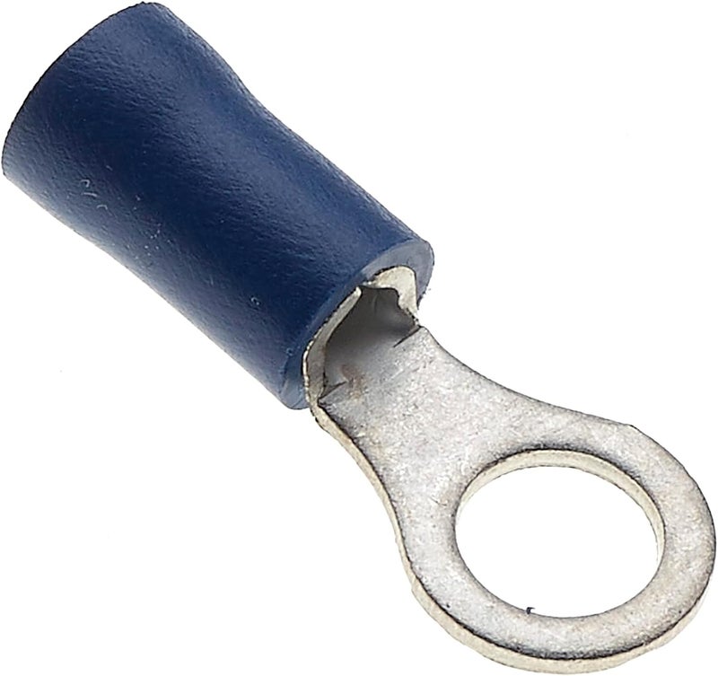 Keple Ring Crimp Terminal - Pack of 100, Blue, 5mm, 30A, 16-14 AWG - Heat Shrink Ring Connectors, Tinned Copper Connectors, Insulated Ring Wire Terminals - Image 1