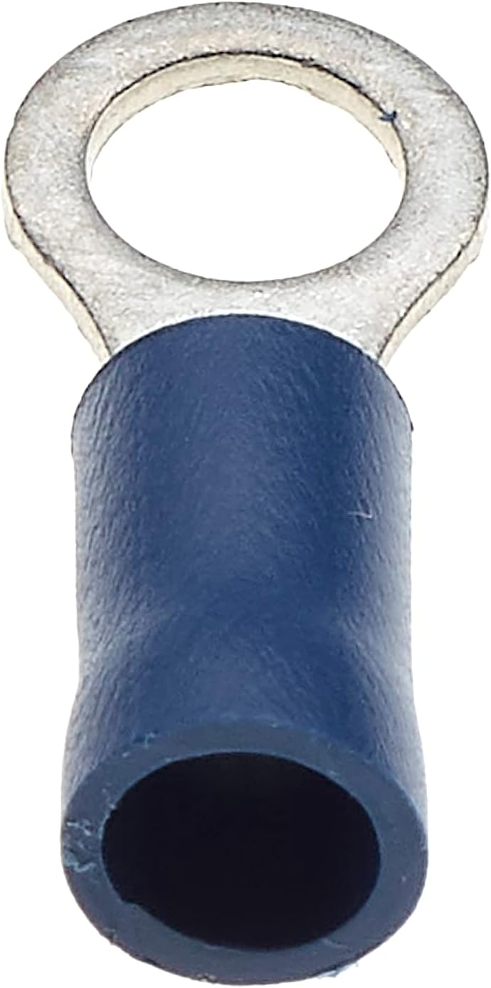 Keple Ring Crimp Terminal - Pack of 100, Blue, 5mm, 30A, 16-14 AWG - Heat Shrink Ring Connectors, Tinned Copper Connectors, Insulated Ring Wire Terminals - Image 2