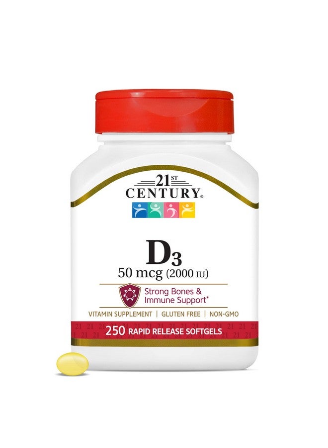 21st Century D3 2000 IU Softgels, 250 Count - Image 1