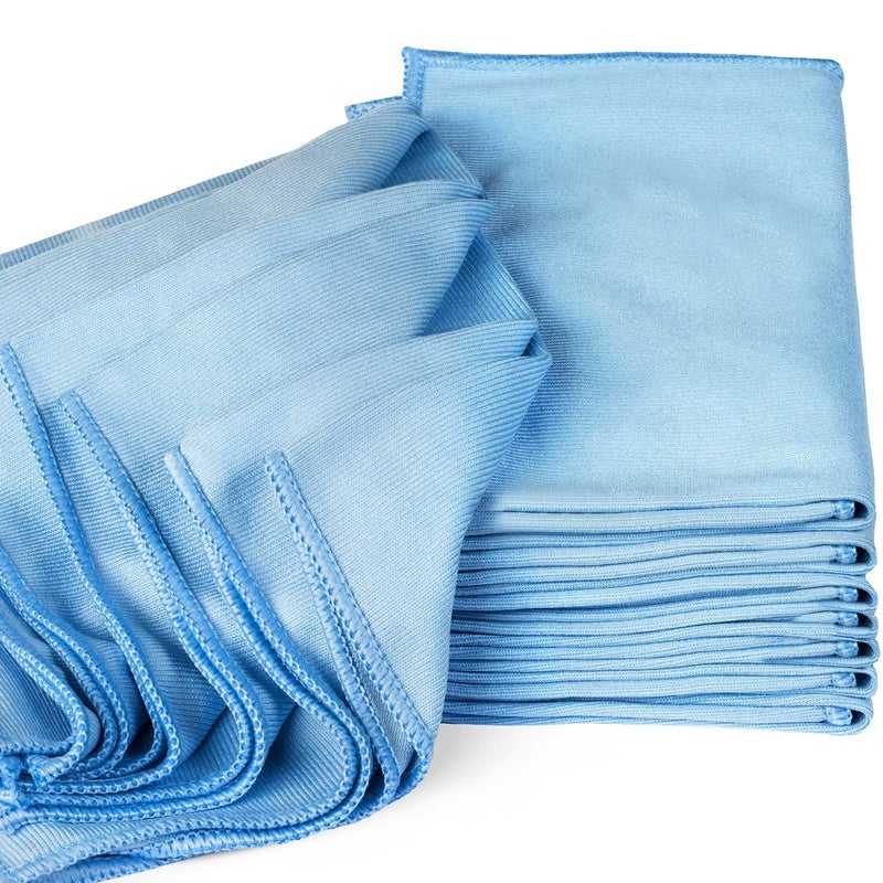 RIO ELFOBAR Microfiber Glass Cleaning Cloths Lint Free Streak Free Quickly and Easily Clean Windows Mirrors Without Chemicals Polishing Cloth 16x16 Inch 5 Pack Blue - Image 1