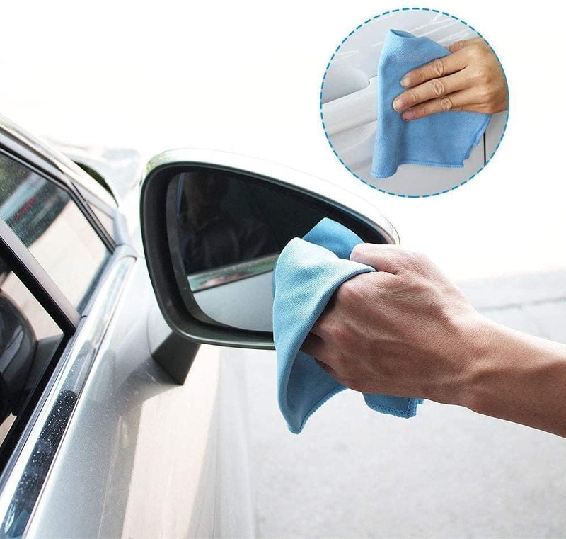 RIO ELFOBAR Microfiber Glass Cleaning Cloths Lint Free Streak Free Quickly and Easily Clean Windows Mirrors Without Chemicals Polishing Cloth 16x16 Inch 5 Pack Blue - Image 3