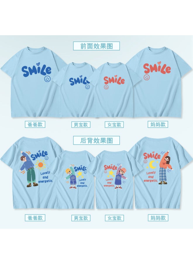 Net Celebrity Fried Street Parental Dress Summer Fashion Family Of Three Four Mother And Son Mother And Daughter High-end Western Style Short-sleeved Pure Cotton T-shirt