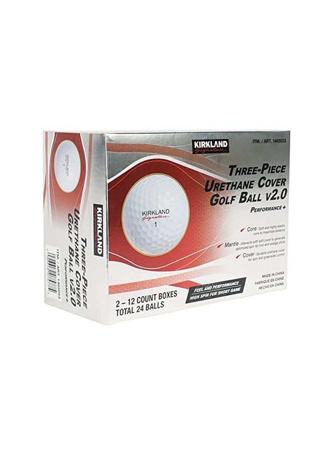 Kirkland Signature Kirkland Signature Three-Piece Urethane Cover Golf Ball v2.0 Performance + Total of 24 Balls, White - Image 1