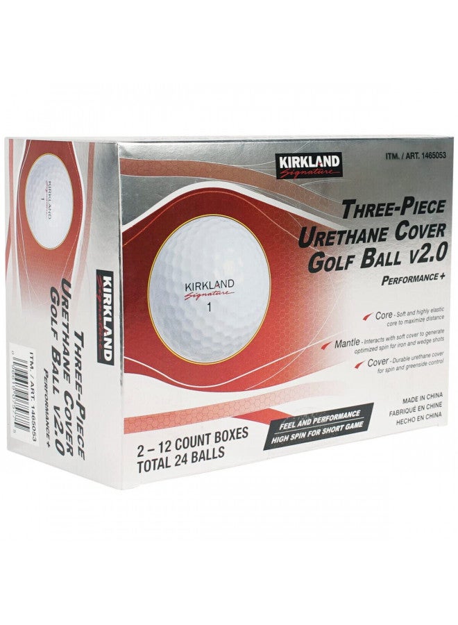 Kirkland Signature Kirkland Signature Three-Piece Urethane Cover Golf Ball v2.0 Performance + Total of 24 Balls, White - Image 2