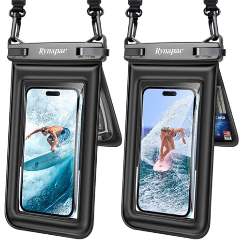 Rynapac [Up to 8.5''] Floating Waterproof Phone Pouch 2 Pack, IPX8 Double Space Waterproof Phone Case with Lanyard for iPhone 17 16 15 Pro Max, Galaxy S26 Ultra, Cellphone Dry Bag Beach Cruise Ship Essentials - Image 1