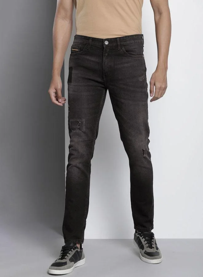 Men Slim Fit Paint Splash Mid-Rise Stretchable Jeans