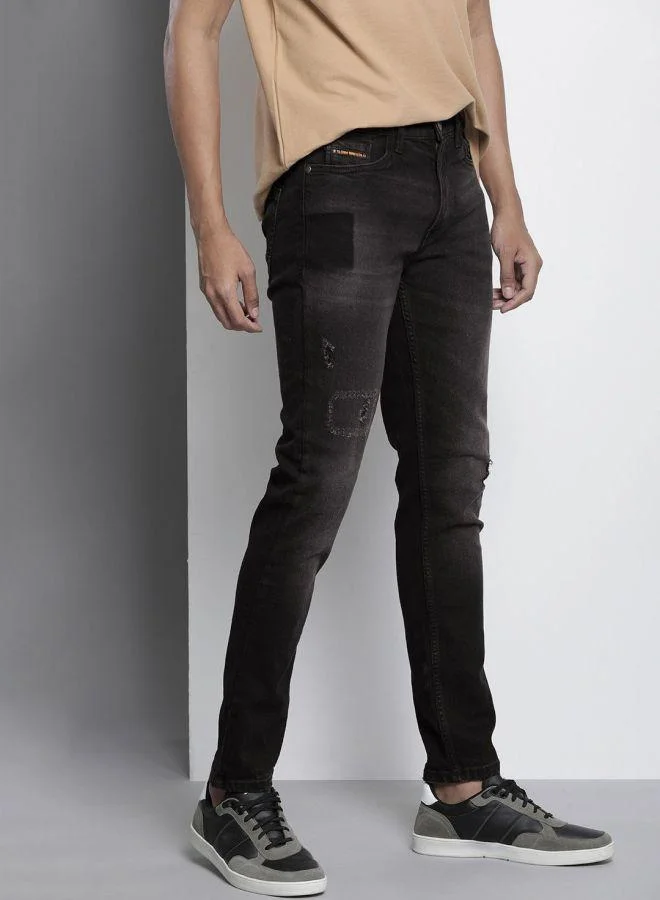 ذا انديان كراج كو Men Slim Fit Paint Splash Mid-Rise Stretchable Jeans