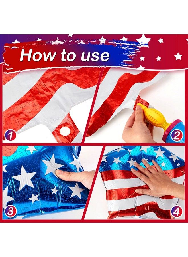 Zhanmai 12 قطعة من بالونات عيد الاستقلال 4 يوليو لزينة الحفلات إمدادات بالونات فويل وطنية بالونات نسر كبيرة ثلاثية الأبعاد بالونات نجوم علم أمريكا بالونات حمراء وبيضاء وزرقاء لعيد العمال حفلة عيد الميلاد - Image 4