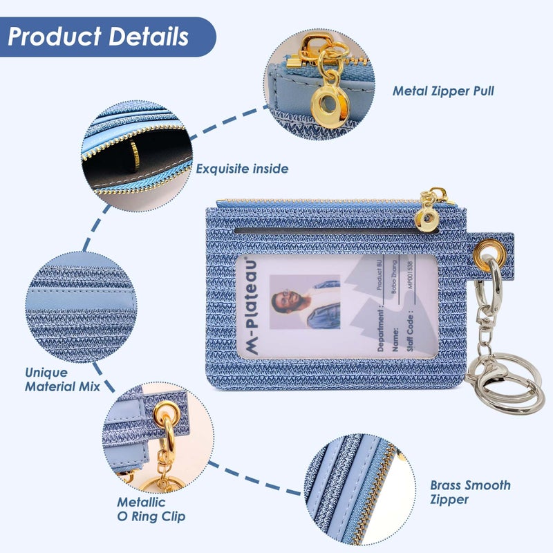 M-Plateau Wristlet Keychain With Wallet,Includ Beads Bracelets And Leather Credit Card Holder For Go Out Travel Essentials (Eyelet Blue Bead) - Image 5