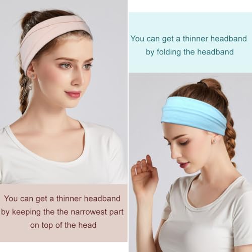 YONUF Fashion Headbands For Women Wide Headband Yoga Workout Head Bands Hair Accessories Band 6 Pack - Image 5