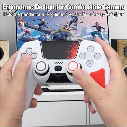 Meyaar PS 5 Controller Cover Case, Anti-Slip Silicone Cover Skin Compatible with PS5 Dual Sense Controller with Thumb Grip Caps, Joystick Protectors (White) - Image 4