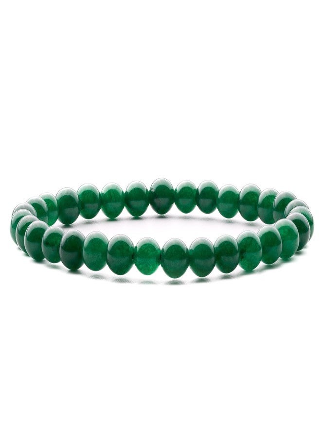 Plus Value Natural Green Jade Bracelet 6mm Beads Jade Stone Bracelet to Attract Money, Wealth, Reiki Healing Crystal for Men, Women (Jute Bag) - Image 1